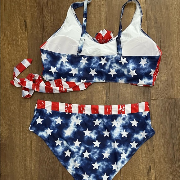 4XL holiday colored stripe star bikini set - Picture 2 of 6